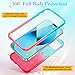 Ruky iPhone 13 & 14 Glitter Case, Full Body Rugged Cover with Built-in Screen Protector, Shockproof Protective Girls Women Case for iPhone 13 & 14 6.1', Teal Pink