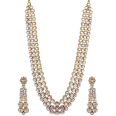 YouBella Gold Alloy Kundan Necklace Set with Earrings for Women Cover