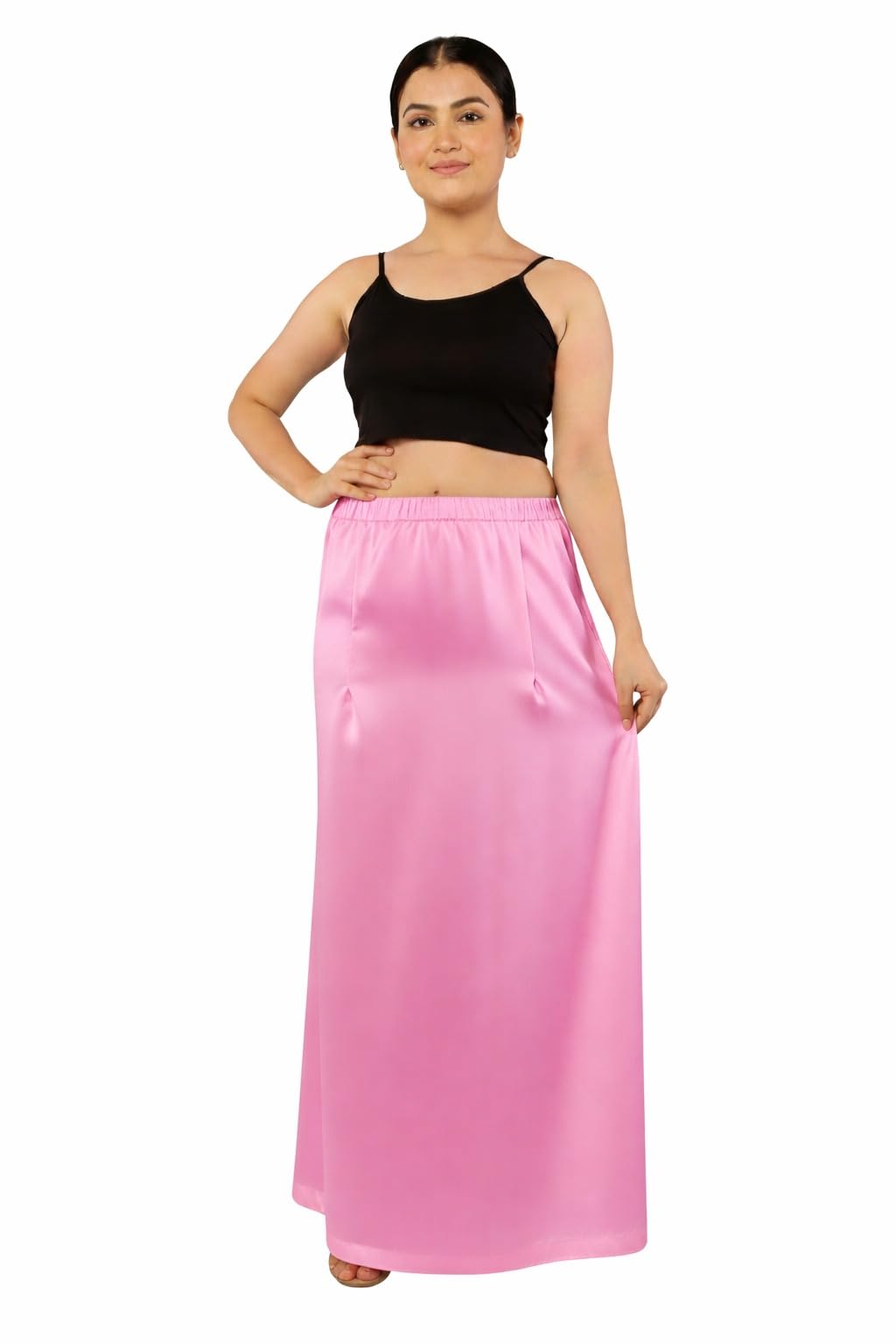 Women's Satin Saree Petticoat Saree Underskirt Satin Soft freen Size Shapewear Drawstring-image-37