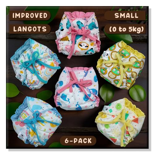Image of kids need Advance langot for new born baby 0-3 months, Pack of 6 SMALL size (0-5kg) super soft cotton cloth nappies for new born baby essentials, Reusable washable nappy L12S