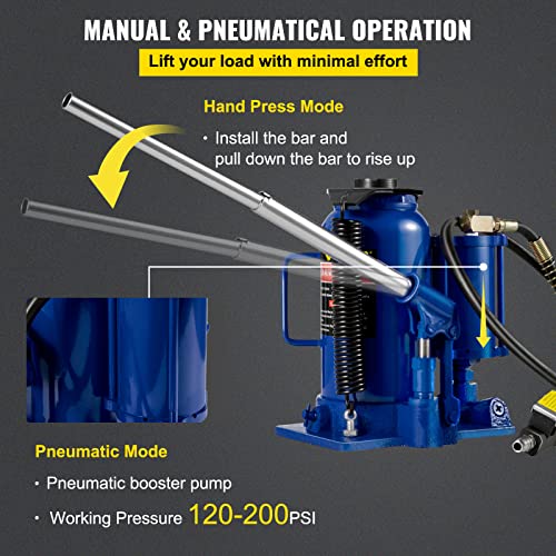 Mophorn Bottle Jack 20 T, Air Hydraulic Car Jack 44000Lbs With Pneumatic & Manual Hand Pump, Air Jack Heavy Duty Auto Truck Repair Lift #TOP3