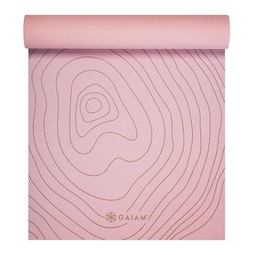 Gaiam Premium Yoga Mat, 6mm Thick Print Mat (Topo Sherbet) by Gaiam - Used condition - US$34.15