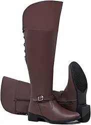 Bota Montaria Cano Longo com Amarração na Panturrilha em Couro Sintético