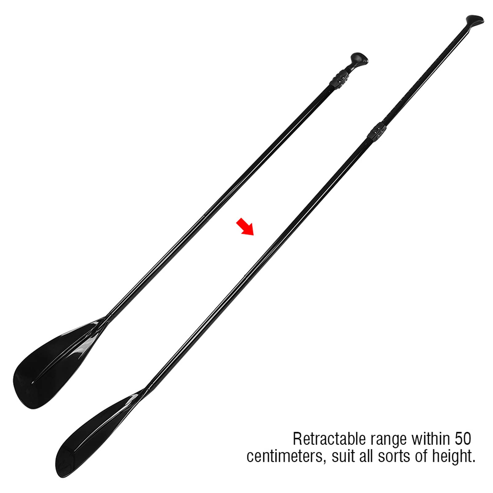 Bediffer Deska Surfingowa Paddle z Wytrzymałego Stopu Aluminium i Chowanej Długości dla Entuzjastów Pływania łódką i Kajakarstwa Classic Black
