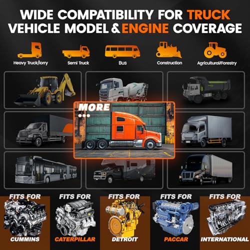 ANCEL Heavy Duty Truck Scanner HD601 All System Diesel Diagnostic Scan Tool fits for Cummins, Detroit, Freightliner, International, Paccar, Check Engine for Truck & Car 2 in 1 Code Reader