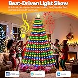 30+ Modes Coated Christmas Tree Lights Indoor with Remote - 2.15M x 12 Lines 312 LED Cascading Twinkle Lights Ring for Christmas Tree, Smart App Outdoor Waterproof for 2 2.1 2.2 M Xmas Tree - Image 4