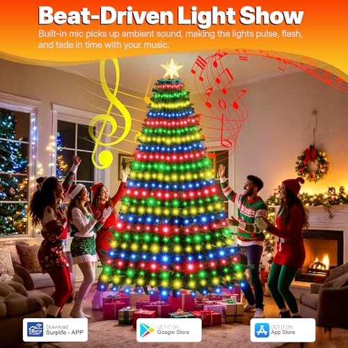 CheaperPremium 30 Modes Ring Christmas Tree Lights - 7Ft x 12 Lines 312 LED Easy App Control Color Changing Timer Remote (Warm White to Multicolor) - Image 3