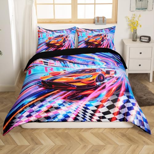 Parure de lit enfant 135x200 voiture de sport housse couette course - 3