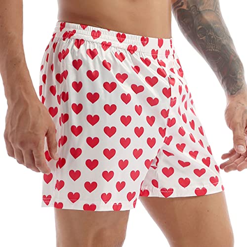 YiZYiF Men's Silk Lips Print Frilly Shiny Satin Boxer Shorts Loose Underwear Halloween2