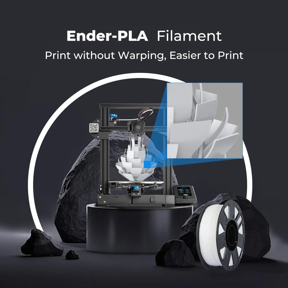 Ufficiale Creality PLA Filamento 1,75 mm per Stampante 3D, Bobina di Cartone da 2 kg (4,4 libbre), Dimensionale +/- 0,02 mm, Adatta alla Maggior Parte delle Stampanti 3D FDM(Bianco+Grigio)
