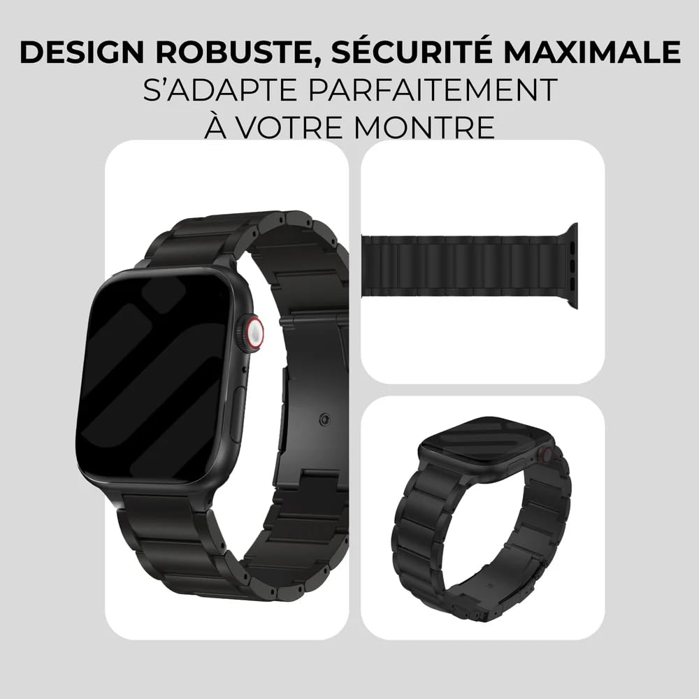 Strap-it Bracelet Smartwatch compatible avec Apple Watch Série 1/2/3/4/5/6/7/8/9/10/11/SE/SE2/SE3/Ultra/Ultra 2/Ultra 3 – Bracelet iWatch – Bracelet de remplacement