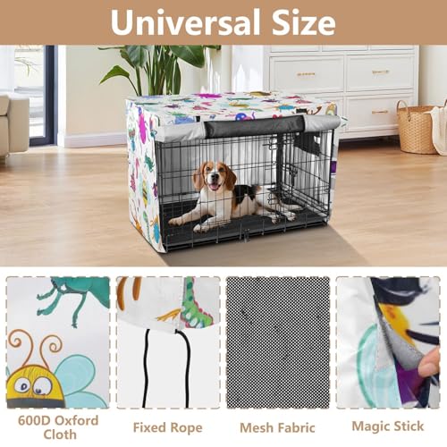 Housse de cage pour chien XL colorée motif insectes pour box - 5