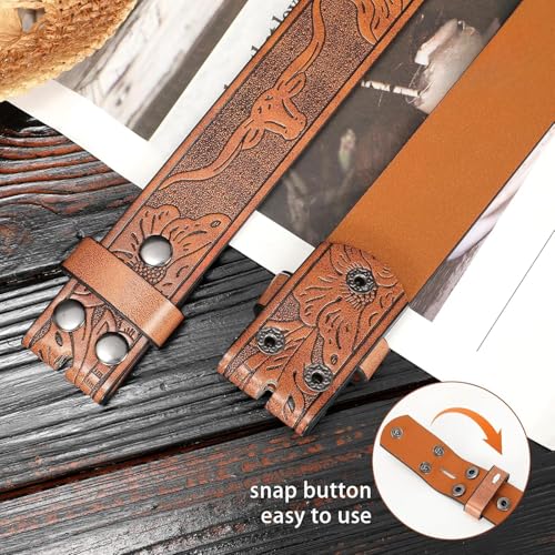 Western Belts for Men without Buckle, Cowboy Cowgirl Genuine Leather Mens Belts for Jeans4