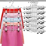 Pants Hangers with Clips,Space Saving Hanging Closet Organizer-6 Tiers Skirt Hangers with 360° Swivel Hook,Closet Organizer-Clothes Hangers- College Dorm Essentials Apartment Essentials- 6 Pack
