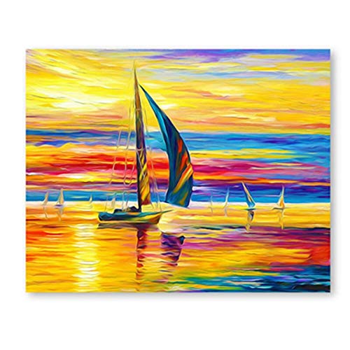 yaoxingfu Sin Marco Una Colorida Playa Paisaje Lienzo Decoración de la Boda Imagen artística Regalo 60x90cm