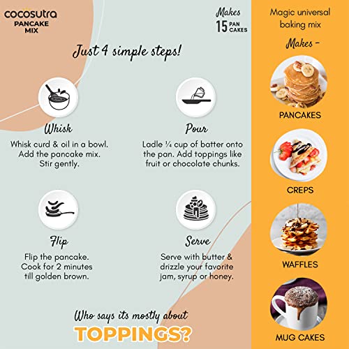 Image of COCOSUTRA Pancake Mix, Original Flavour, 300 g | 100% Natural, Vegan, Ready in 2-Minutes, Instant Breakfast Mix