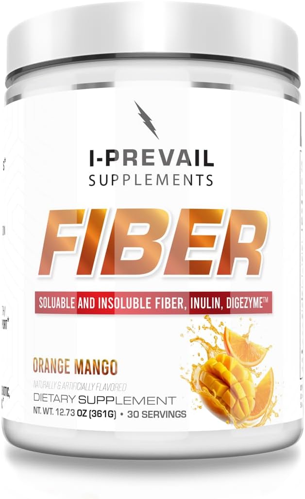Fiber |8 Grams of Soluble and Insoluble Types | Gut Health, Digestion, Immunity | Vegan and Gluten Free | Great Flavors Easy Mixing | 30 Servings (Orange Mango)