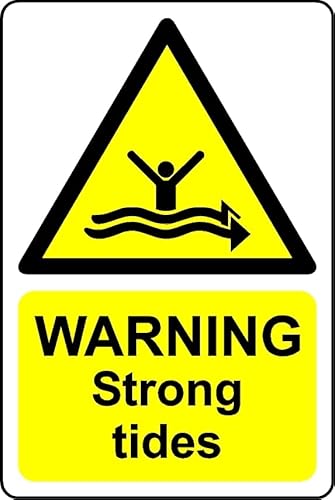 Kpcm Display Ltd Warning Strong Tides Safety Sign - 1Mm Plastic Sign (300Mm X 200Mm)