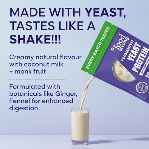 Image of Foodstrong Fermented Yeast Protein - Unflavoured | 26g Complete Plant Protein with Probiotics, Digestive Enzymes, & Indian Herbs | Vegan | No Sugar | 500g