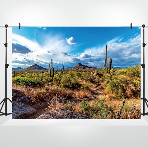 Fondo fotográfico cactus desierto 7x5ft con plantas y dunas miniatura 4