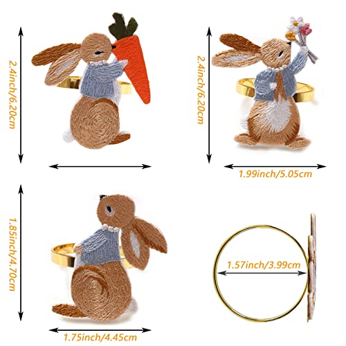 Tsongho Rabbit Pattern Easter Napkin Ring Metal Gold Holder Rings - Designed With Ornament For Decoration Party Dining Table Settings Decor Spring, Festival, Party(3 Rabbit), Brown (Ts-Nr-01) #TOP3