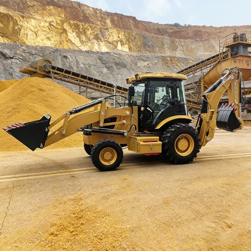 All-Terrain Compact Tractor Loader with Front Loader and Rear Backhoe