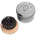 Twin Beards Boar Bristle Beard Brush with Matching Tin Travel Can