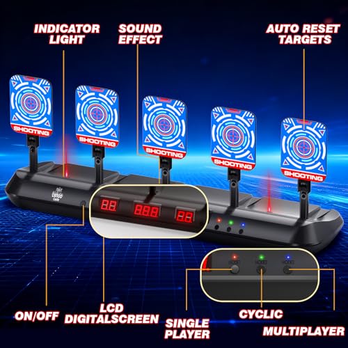 Lehoo Castle Nerf Zielscheibe, Automatische Elektrische Zielscheibe für Nerf Gun, 20 Weiche Schaumstoffdarts, Geschenke für Junge ab 3 4 5 6 7 8 9 Jahre