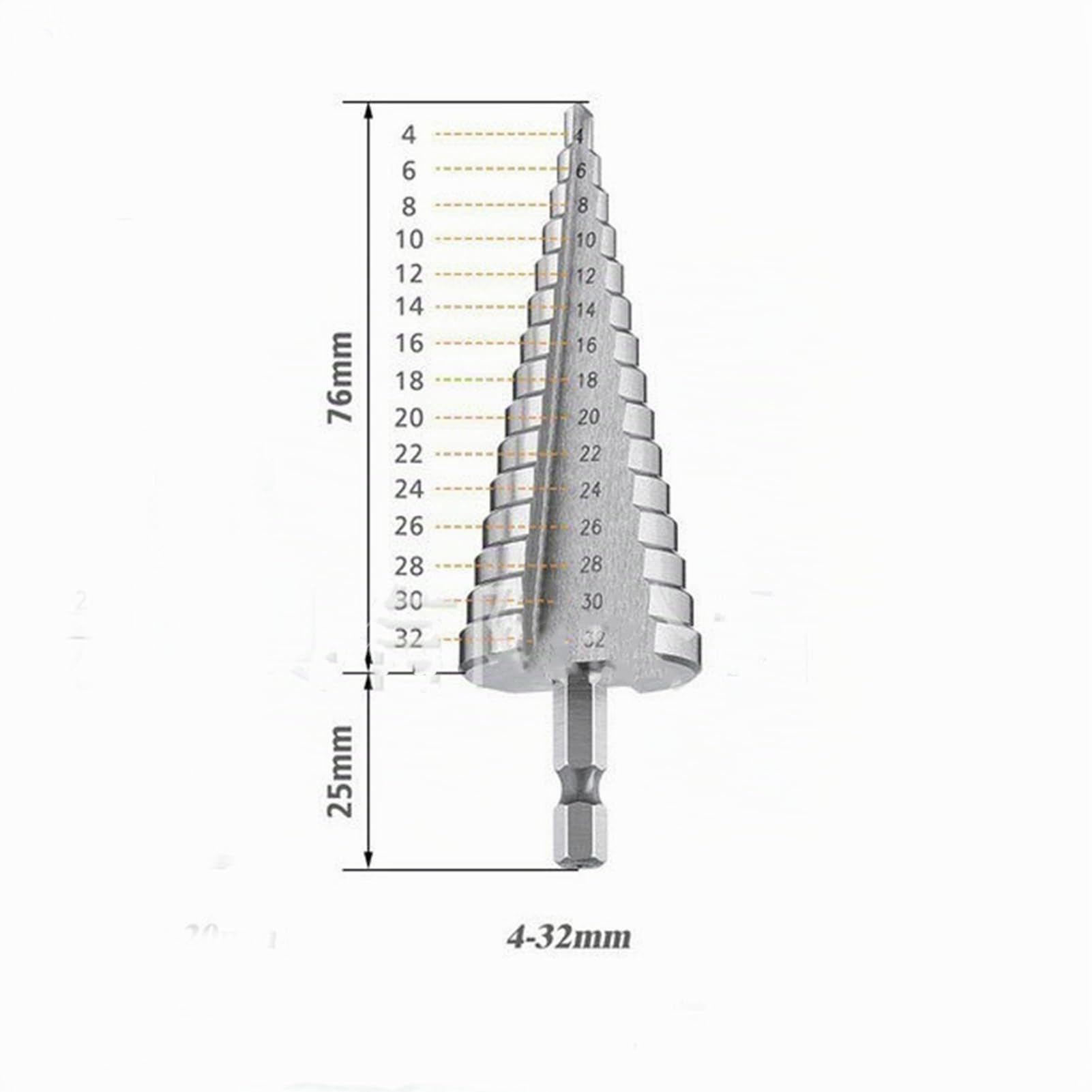 Stufenbohrer für Metall, [Ø 4-32 MM], kegelbohrer, metallbohrer stufenbohrer metall, lochbohrer, Kunststoff & Holz - Profi HSS Kegelbohrer - Schälbohrer 6.35mm Schaft - Blechbohrer Step Drill Bit
