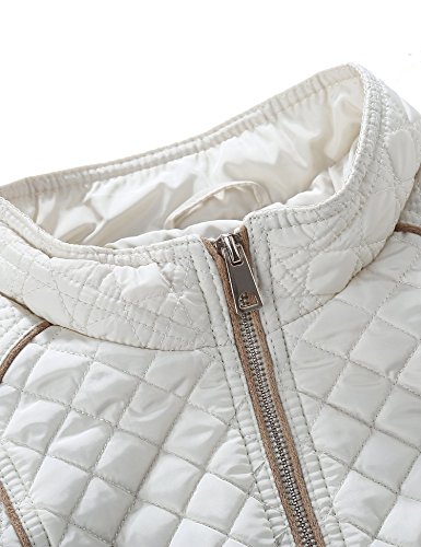 Bellivera Women Stand Collar Lightweight Quilted Puffer Jacket, Spring Fall Clothes Winter Trendy Padded Coat 087 White M #TOP3