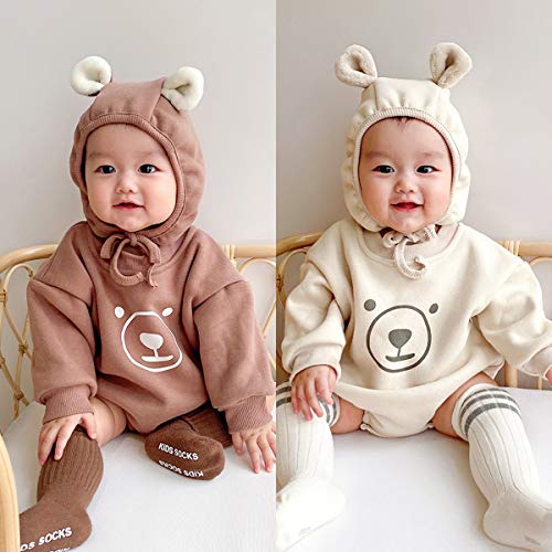 Famuka Baby Boy/Girl Sweatshirt Romper Long Sleeve Bear Bodysuit (Coffee, 6-9 Months) #TOP1