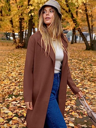 Anrabess Women's Casual Long Sleeve Classy Draped Open Front Jackets Long Knitted Cardigan Sweater B721-Kafei-M Coffee #TOP24