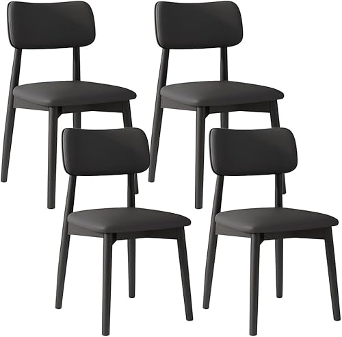 Miniatura 34 de YVYKFZD Solid Wood Dining Chairs, Kitchen Chairs Set with Curved Backrest, Leather Upholstered Dining Room Chair, Armless Living Room Chair, for