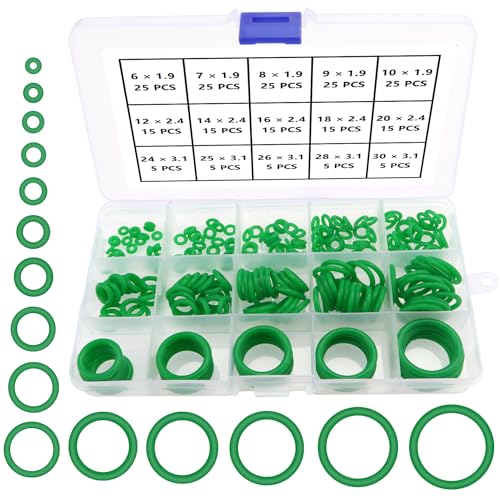 YIXISI 225 PCS 15 Sizes Green O-Rings Assortment Kit, Silicone Metric O-Rings, for Tap Plumbing Washer Seal & Auto Quick Repair