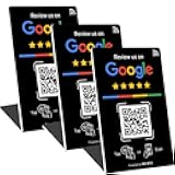 Review Business Stand for Google, NFC Tap & Dynamic QR Code, Easy Setup with Review Link Management, No APP Required, Review Us On Google, Review Sign For All Businesses (Black, 3 Pieces)