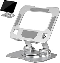 VIHOMI Aluminium Tablet Stand Holder with 360° Rotating Base &amp; Multi-Angle Adjustment, Universal Desk Tablet Dock for iPad...