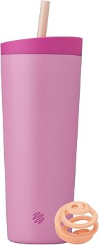 BlenderBottle Tumbler 2-in-1 Stainless Steel Shaker Bottle 24oz, Rose Petal