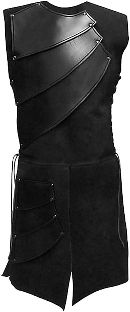 Men's Side Laces up Knight Viking Pirate Armor Long Waistcoats Vests Long Bracer Costume Set : Clothing, Shoes & Jewelry