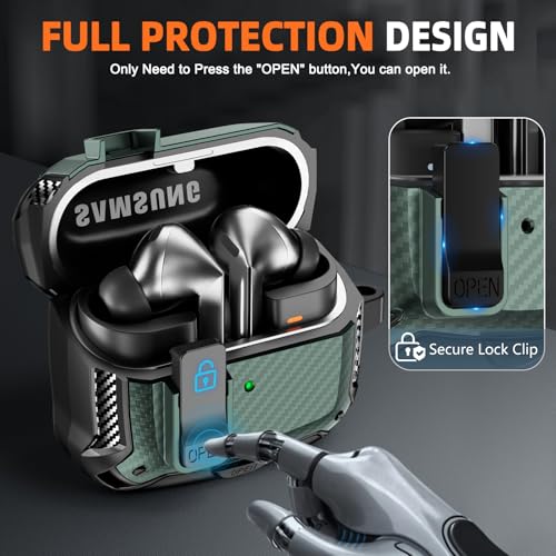 Image of Compatible with Samsung Galaxy Buds3 FE (2025) / Buds3 Pro (2024) / Buds 3 Case (2024) with Phone Stand, Compatible with MagSafe, with Secure Lock Clip Design & Cleaning kit