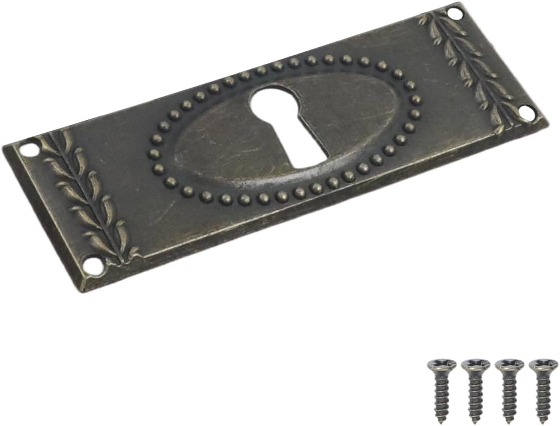 Bitray 12Pcs Vintage Keyhole Covers Rectangular Iron Decorative Escutcheon image 3