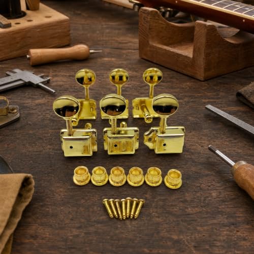 Bffcnl 6 Pièces Mécanique D'Réglage en Ligne Semi-Fermée Fiable Mécanique Semi-Fermée Professionnel pr Luthiers, Argent – vue 4