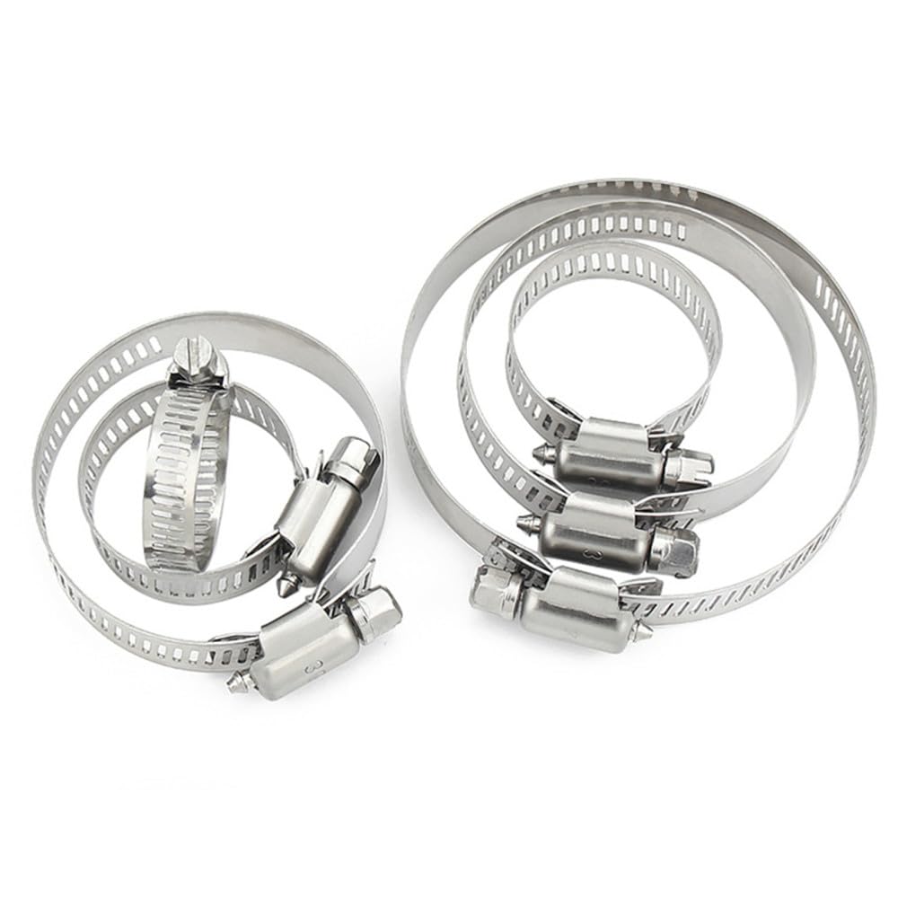 Abrazaderas de acero con tornillo sin fin, Abrazadera de manguera accionamiento helicoidal ajustable acero inoxidable 304, paquete 10 tamaños múltiples(72-95mm 10PCS)