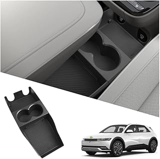 Ruiya 2025 Ioniq 5 Lower Console Organizer for Hyundai Ioniq 5 2025 Accessories ABS Material with Cup Holder Under Console Organizer Compatible with 2025 2026 Hyundai Ioniq 5(Not Fit Ioniq 5 N)