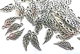 50 Engelsflügel FLÜGEL Anhänger 18x6,5mm Farbe antiksilber Charms Metall Zwischenperle zum auffädeln #S227