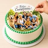 OBLEA o Papel de AZÚCAR con FOTO COMESTIBLE personalizada Nombre y Edad para pastel o Tartas, Cumpleaños, Foto Comestibles para Ocasiones Especiales, Varios Tamaños, DISCO - Medida redonda