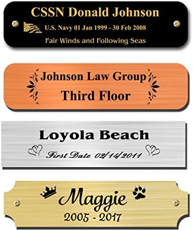 0.75" H x 3" W, Brass Nameplates, Metal Plate, Personalized, Custom Engraved Tag, Name Plaque, Square Rounded or Notched Corners, Made in USA (0.75" x 3")