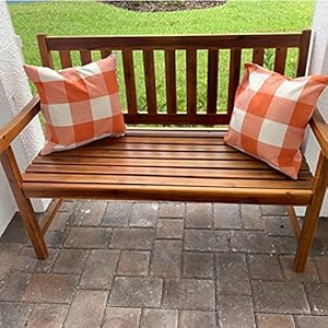 VAKADO Fall Outdoor Decor Throw Pillow Covers Orange Buffalo Plaid Thanksgiving Front Porch Farmhouse Rustic Cushion Autumn Home Decorations for Couch Sofa Living Room 18×18 Set of 2