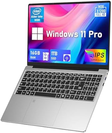 16 Inch Gaming Laptop Computer, 2025 Window 11 Pro Lap Top 16GB DDR4 RAM 1TB SSD, Processor N100(Up to 3.4GHz), 1200p FHD IPS Display, Office 365, Backlit Keyboard, 6000mAh, Portatil