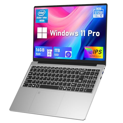 16 Inch Gaming Laptop Computer, 2025 Window 11 Pro Lap Top 16GB DDR4 RAM 1TB SSD, Processor N100(Up to 3.4GHz), 1200p FHD IPS Display, Office 365, Backlit Keyboard, 6000mAh, Portatil