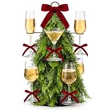 Fuutreo 3 Tier Christmas Cocktail Tree Stand for Drinks with Red Ribbon DIY